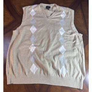 Men's Tan Sweater Vest 100% Cotton Men Size XL Old School Money Prep Academia